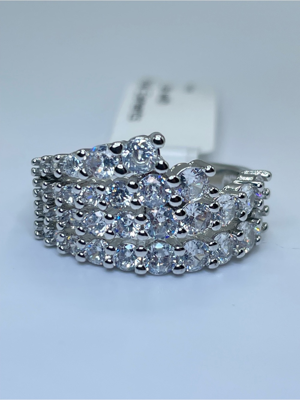 Swarovski Crystal Elements White Swarovski Crystal Art Deco Cluster Ring Sz 8